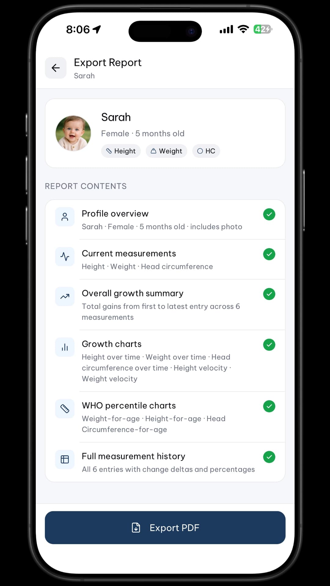 GrowthKit doctor-ready PDF report preview